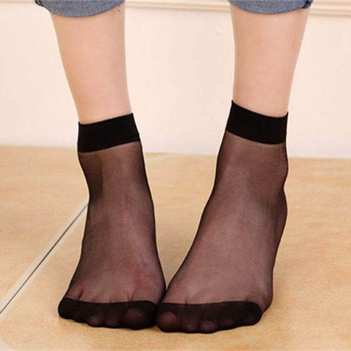 Fine Stockings 10 Pairs Ultralight Transparent Women's Short Socks Comfortable Stretch Socks