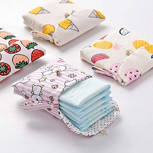 5 Pcs Portable Sanitary Napkins Bag | Travel Pad Storage Bag for Cosmetic Jewelry Menstrual Cup Pouch Holder Organizer Women and Girls