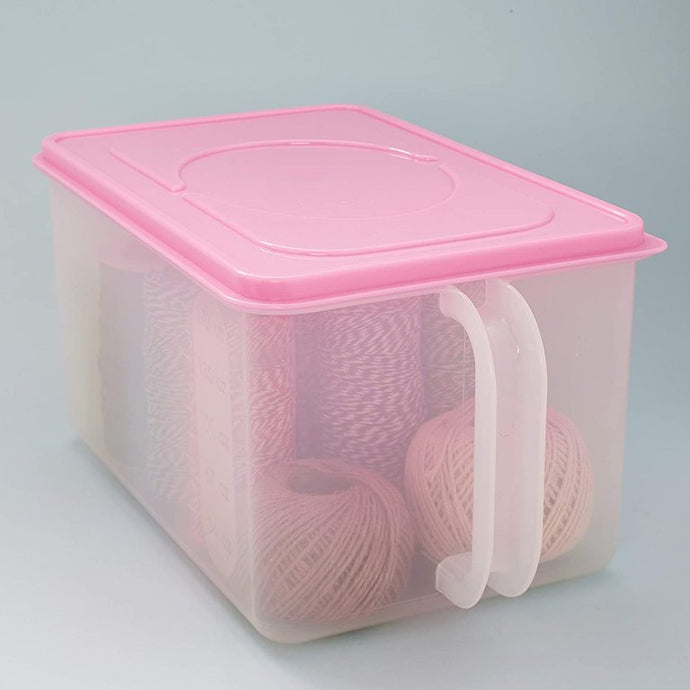 Food Storage Container With Handle & Lid For Pantry, Fridge & Freezer - Pink