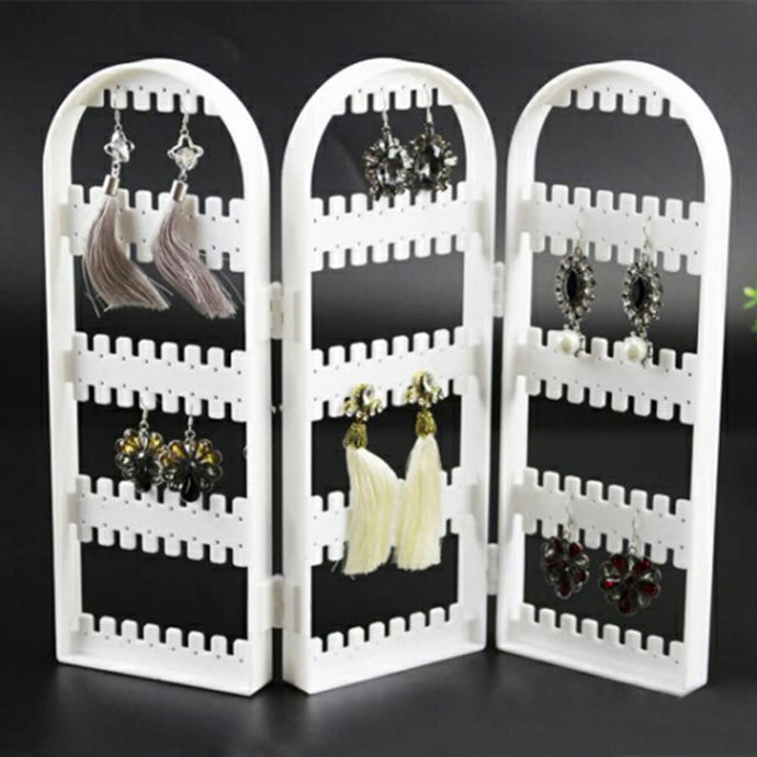 Foldable Earring Holder Stand Jewellery Display Organizer White
