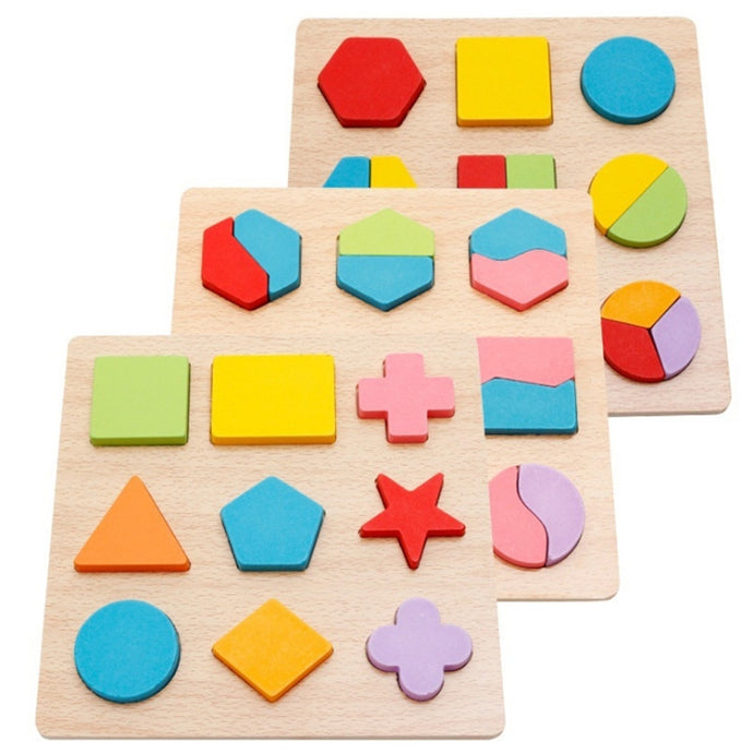 Wooden Shape Puzzles, Bright Color Puzzles for Toddlers 3 Years Old and Up, Preschool Boys & Girls Educational Learning Toys, Sturdy Wooden Construction