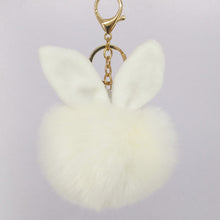 Load image into Gallery viewer, Rabbit Fur Ball Bag Keychain White

