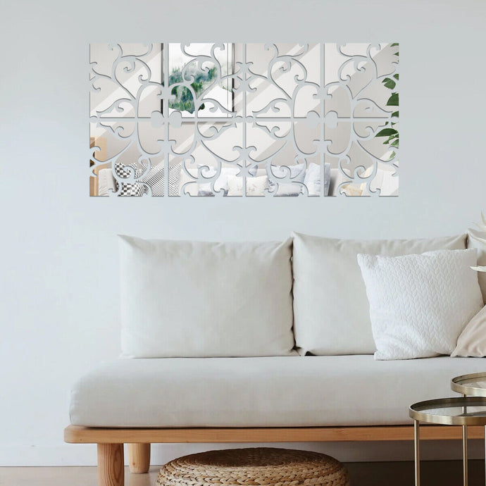 32pcs Mirror Tiles Wall Sticker Square Self Adhesive Stick On Art Home Decor New