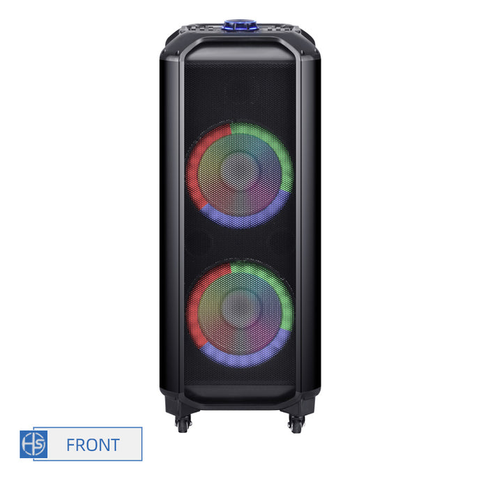 Double 10inch portable speaker with led light for stage Karaoke system