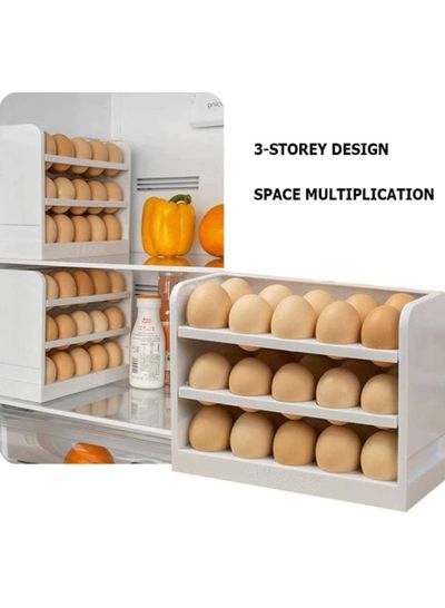 30 Grid Egg Holder for Refrigerator, 3-Layer Egg Storage Container, Plastic Chicken Egg Tray
