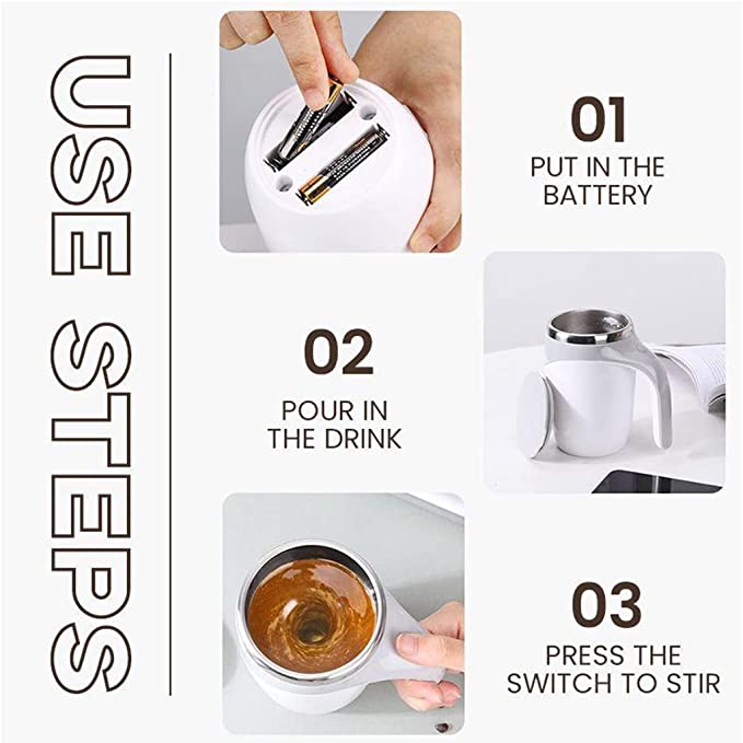 Self Stirring Mug With Lid Automatic Magnetic Stirring Coffee Cup – MIMSOUQ