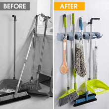 Load image into Gallery viewer, Wall Mounted Mop And Broom 5-position wall organizer for handled tools Holder Grey 40.5x8x6centimeter
