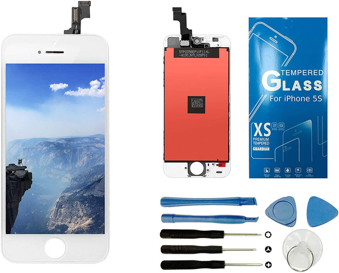 LCD Display Screen Digitizer Assembly Replacement for iPhone 5S with Screen Protector Film
