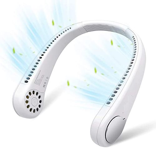 Portable Neck Fan Hands Free Bladeless Neck Fan 360° Cooling Hanging Fan USB Rechargeable Personal Neck Fan Headphone Design Neck Air Conditioner with 3 Wind Speed for Outdoor Indoor