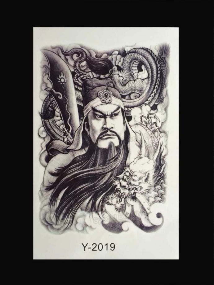 Chinese God Of War Temporary Tattoo For Men Arm Large Size Tattoo Sticker On Body Art Waterproof Black Fake Tattooing