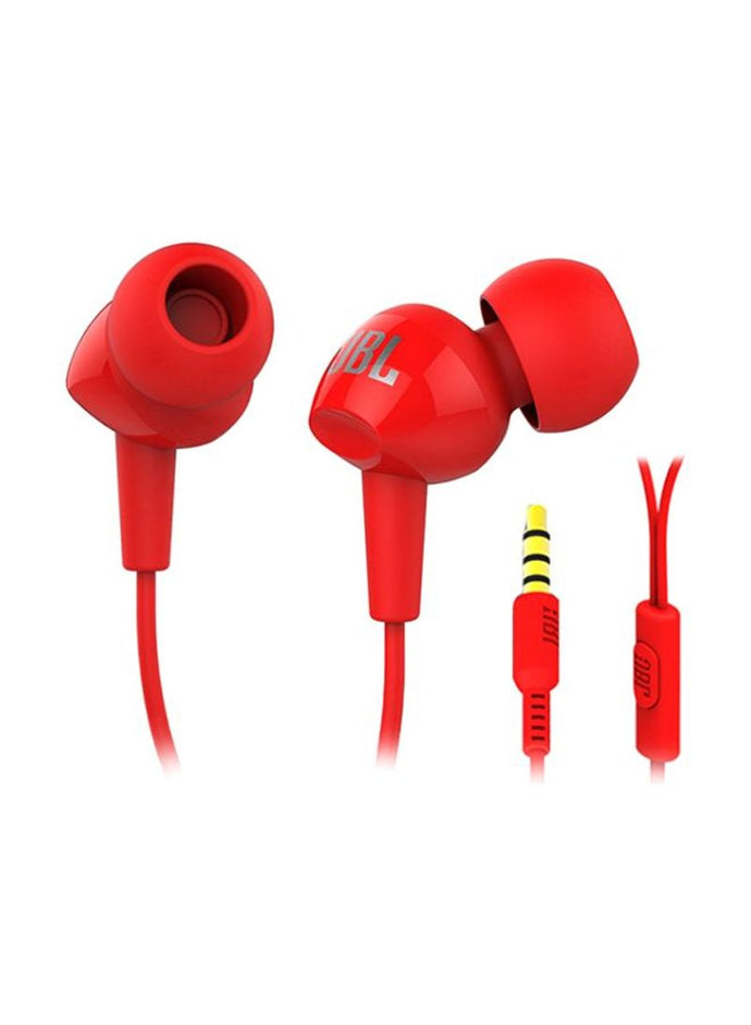 JBL Wired In-Ear Earphones With Mic Red
