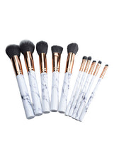 Load image into Gallery viewer, 10 PCS Marble Pattern Makeup Brushes Set - (White Gold Brown) Ergonomic handle provides a comfortable grip
