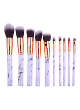 Load image into Gallery viewer, 10 PCS Marble Pattern Makeup Brushes Set - (White Gold Brown) Ergonomic handle provides a comfortable grip
