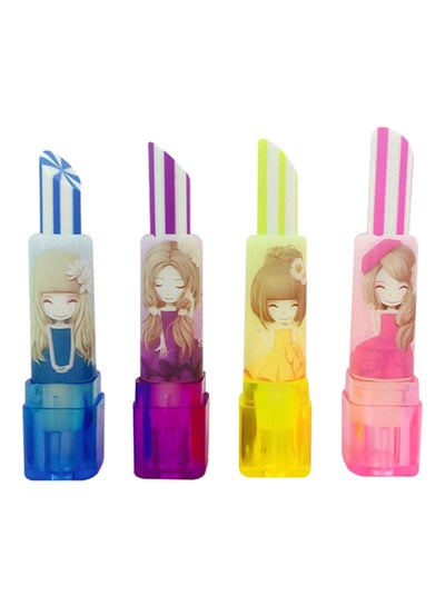 6 Pc Kids Cute Lipstick Shaped Eraser Cartoon Pencil Rubber