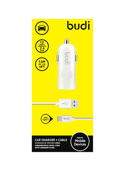 USB Car Charger White