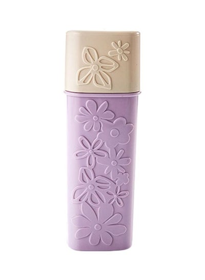 Portable Floral Carved Toothbrush Holder Purple/Beige 6x3x19.5centimeter