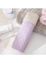 Load image into Gallery viewer, Portable Floral Carved Toothbrush Holder Purple/Beige 6x3x19.5centimeter
