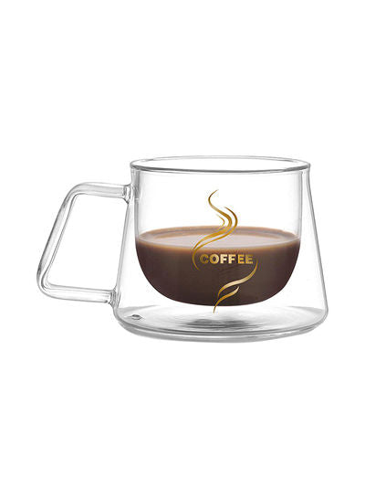 Double Layer Glass Coffee Cup Tea Drinking Mug Clear 200ml