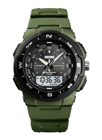 SKMEI Men's PU Analog And Digital Watch 1454 - 47 mm - Army Green
