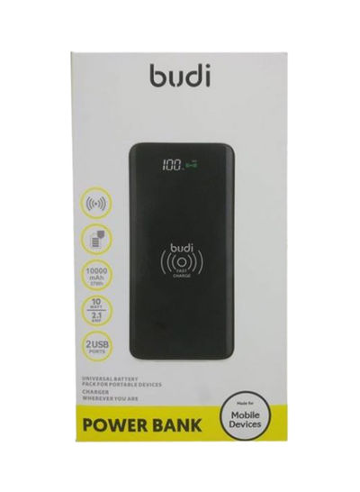 10000 mAh 2-USB Fast Charger Power Bank Black