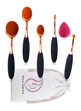 Load image into Gallery viewer, 5-Piece Makeup Brush Set With Makeup Sponge And Bag Soft bristles allow smooth application and uniform gliding Multicolour
