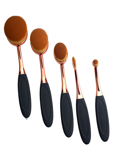 5-Piece Makeup Brush Set With Makeup Sponge And Bag Soft bristles allow smooth application and uniform gliding Multicolour