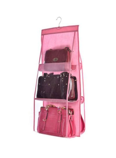 Double-Sided Six-layer Hanging Storage Bag Pink 35x35x90centimeter