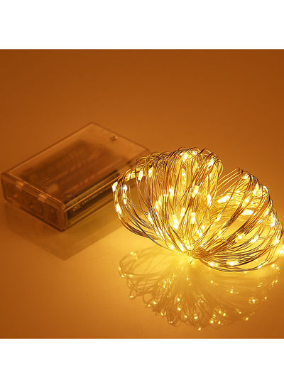 100 LED Waterproof Wire String Light With Batteries Box Yellow 10x8x3centimeter
