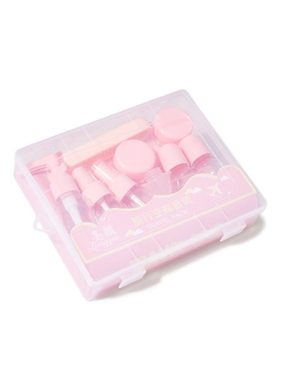 7Pcs/Set Travel Kit Empty Lotion Cosmetic Makeup Case Container Spray Bottle Pot Portable Refillable Empty Makeup Bottle(Pink) Pink/Clear 25g