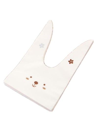 20pcs Rabbit Ears Cute Plastic Bag Door Gift Goodies Bag White & Brown 20-Piece Cute Rabbit Ear Cookie Bag Set 13cm×22cm - White