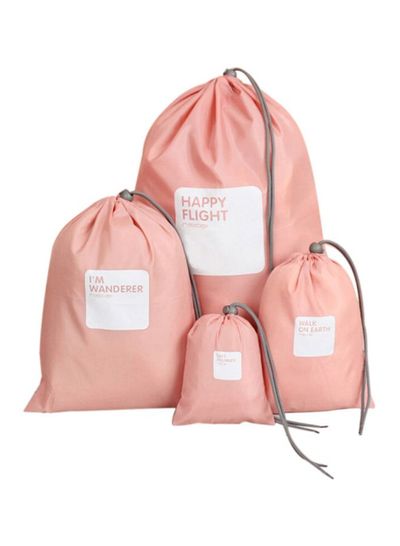 4 Piece Waterproof Shoe Storage Bag Pink/White