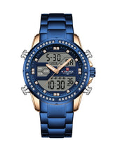 Load image into Gallery viewer, Men&#39;s Stainless Steel Analog &amp; Digital Wrist Watch NF9190 RG/BE - 45 mm - Blue
