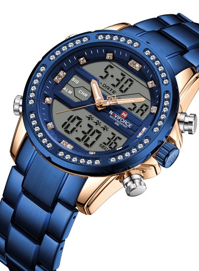 Men's Stainless Steel Analog & Digital Wrist Watch NF9190 RG/BE - 45 mm - Blue