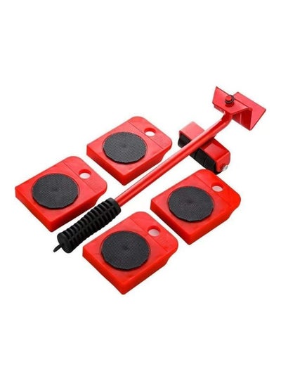 Furniture Mover Tool Set Furniture Transport Lifter Heavy Stuffs Moving Tool 4 Wheeled Mover Roller And 1 Wheel Bar Hand Tools Red 11.5cm