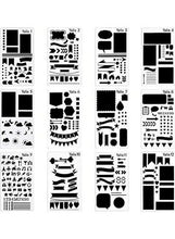 Load image into Gallery viewer, 12-Piece Journal Stencil Plastic Planner Set for Notebook/Diary/Scrapbook DIY Drawing Template 10inch
