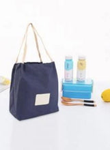 Load image into Gallery viewer, Waterproof Insulated Canvas Food Bag Insulation bag Lunchbox Lunch Bags Lunch Bag Blue

