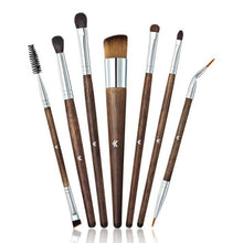 Load image into Gallery viewer, 7 PCS WOOD HANDLE MAKEUP BRUSHES deal for contouring and highlighting purposes Brown&amp;Silver
