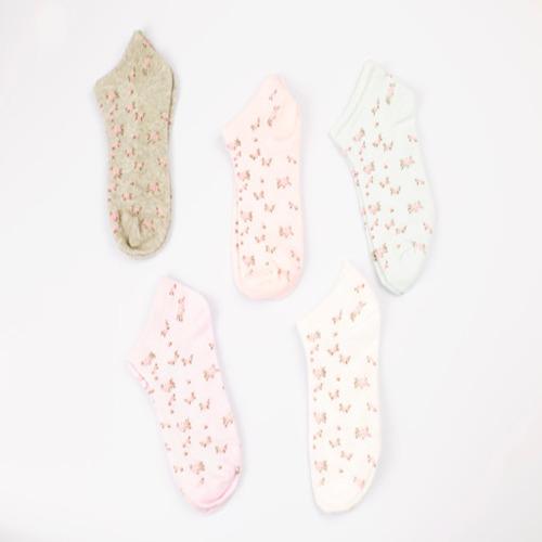 5 Pairs Women Girls Cute Heart Ankle High Low Cut Casual Sport Cotton Socks Multi-Color