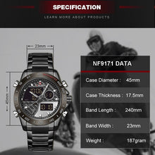 Load image into Gallery viewer, Men&#39;s Stainless Steel Analog &amp; Digital Wrist Watch NF9171
