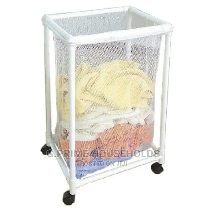 Laundry Sorter Single Bag White Sturdily built which evades rust and inhibits deformation 40x30x70centimeter