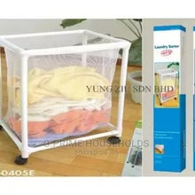 Load image into Gallery viewer, Laundry Sorter Single Bag White Sturdily built which evades rust and inhibits deformation 40x30x70centimeter
